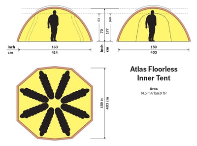 Atlas Floorless Inner Tent Binnentent Yellow Soellaart.nl